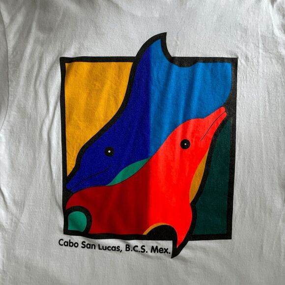 Vintage Cabo San Lucas Dolphin Graphic Tee Mexico Tourist Shirt Y2K Size L - Picture 5 of 11